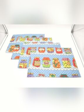 Vintage 1993 Sharon Kessler for Concord Fabrics "Canning Jars" Quilted Placemats